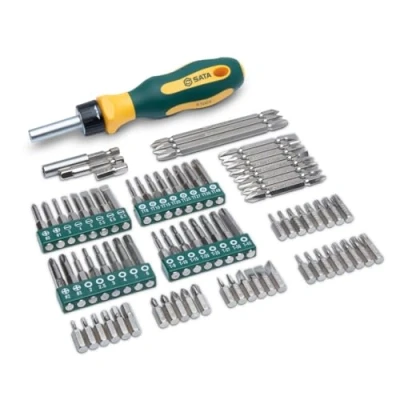 Image of SATA ST09326SJ 80 Piece Universal Ratcheting Bit Driver Set with Soft Grip Handle and Chrome Vanadium Steel Body