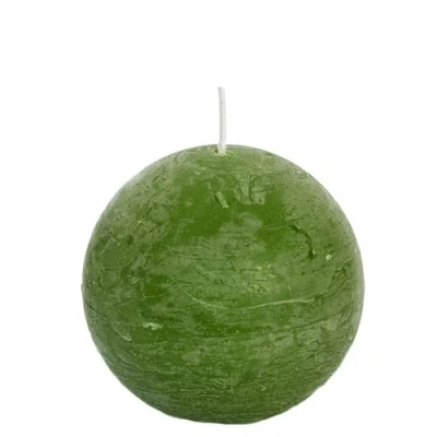 Image of Spaas 6 Rustic Unscented Ball Candles 80 mm, ± 24 Hours, Olive Green