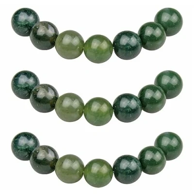 Image of MJDCB Natural Round Stone Beads 10mm Moss Agate Loose Gemstone for Jewelry Making Bracelet Necklace 35pcs