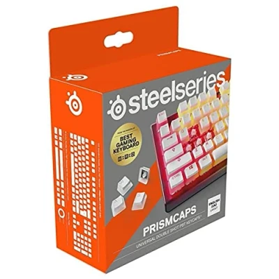 Image of SteelSeries PrismCaps Double Shot Pudding style Keycaps Durable PBT Thermoplastic Compatible with Most Mechanical Keyboards MX Stems White (UK Layout)