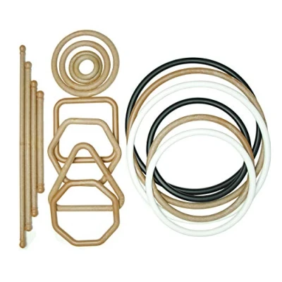 Image of Proops Set of 18 Various Macrame Rings and Dowels Rods, Shapes/Sizes, Wood Effect, White, Black. (S7812) Free UK Postage.