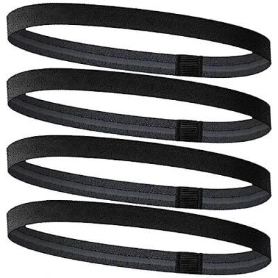 Image of DOANTE Sports Headband, 4 Pack Elastic Hair Bands, Non Slip Sport Band, Mini Sweat for Yoga, Football, Tennis, Unisex Youth (Black)