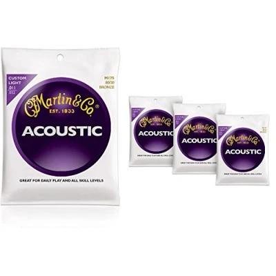 Image of Martin M175 Traditional Bronze Custom Light Acoustic Guitar Strings 4 Pack (Standard)
