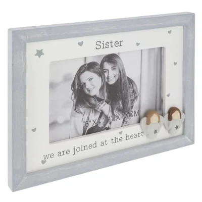 Image of Shudehill Giftware Pebble Angel 6x4 Grey Photo Frame Mum, Nan, Daughter, Auntie, Friends, Sister, Family Sentimental Boxed Gift (Sister)