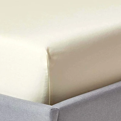 Image of HOMESCAPES 1000 Thread Count Egyptian Cotton Cream Deep Fitted Sheet (12) King Size Luxury Bed with Fully Elasticated Skirt