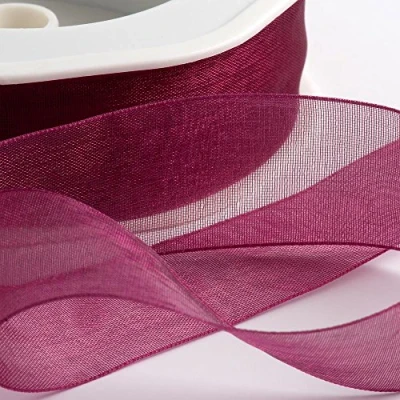 Image of Italian Options Organza Chiffon Ribbon, 25mm x 20 Metre Roll, Dark Raspberry