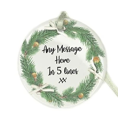 Image of GuteGifts Personalised Christmas Ceramic Bauble Customize with Any Message Gift for Mum,Dad,Grandma,Grandad,Friends,Auntie,Uncle, Xmas Tree Ornaments Decor 2021 Hanging Sign Keepsake, White