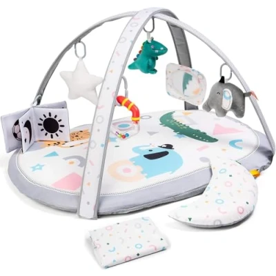 Image of Lupantte 7 in 1 Baby Play Mat, Activity Gym with 2 Detachable Washable Mat for Infant,Tummy Time 6 Toys Early Education Develop Motor&amp;Cognition, Thicker Non Slip, Gift