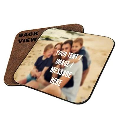 Image of Personalised with Your own Text/Image/Any Name Themed Coaster Different Variations. (Square MDF)
