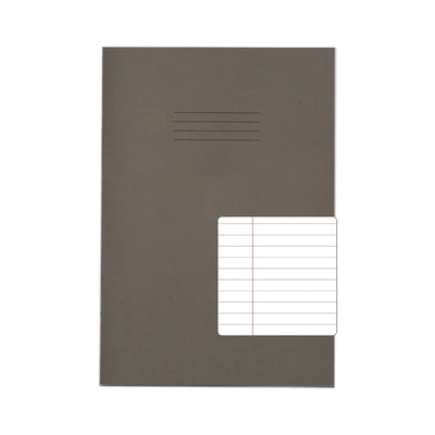 Image of Rhino A4 Exercise Book 80 Page, Grey, 8mm Ruled &amp; Margin Pages (Pack 50)