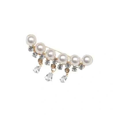 Image of sunjiaqiRhinestone Pearl Tassel Brooch Crystal Flower Brooches Pins Fashion Beautiful Created Rhinestone Floral Good Idea for Party Dance Wedding Banquet Elegant Women Girl