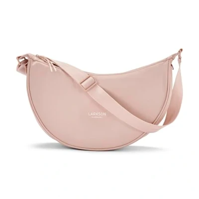 Image of LARKSON Crescent Bag Ladies Pink Solveig Medium Cross Body Women Sling Shoulder in Half Moon Shape Womens Dumpling with Adjustable Strap