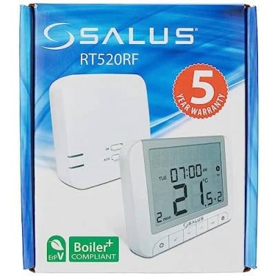 Image of Salus Controls RT520RF Wireless Thermostat, Boiler Plus Compliant Digital &amp; Electronic Room Thermostat White