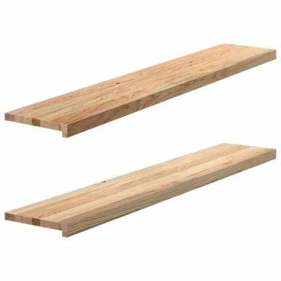 Image of vidaxl Solid Oak Wooden Window Sills Set of 2 pcs 140x25x2 cm Natural untreated ledges for Home Decor and Display