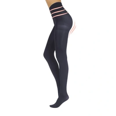 Image of CALZITALY Opaque Shaping Tights with Control Body, Microfiber 3D Panyhose Black, Blue S, M, L, XL, XXL, 3XL, 4XL 80 DEN Italian Hosiery (3XL, Blue)