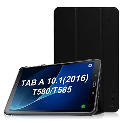 Image of FINTIE SlimShell Case for Samsung Galaxy Tab A 10.1 2016 (SM T580 / T585), Super Thin Lightweight Stand Cover with Auto Sleep/Wake Feature, Black