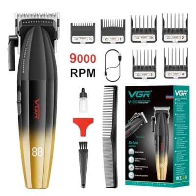 Image of VGR Fresh Fade Hair Clipper, Professional Trimmer, Cord/Cordless Rechargeable Cutting Tools with LED Diplay