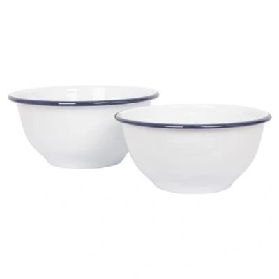 Image of Blue White Enamel Mixing Bowl Set By Argon Tableware