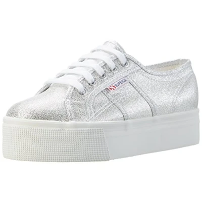 Image of Superga Women&#039;s 2790 lamew Sneaker, Silver (silver), 3.5 UK