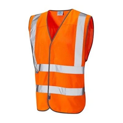 Image of Leo Workwear Arlington Hi Vis Orange Coolviz Knitted Polyester Airflow Mesh Waistcoat, X Large,