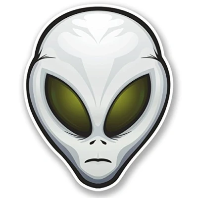 Image of 2 x 10cm/100mm Alien Grey UFO Vinyl Sticker Decal Laptop Travel Luggage Car Bike Sign Fun #4702