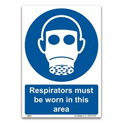 Image of Respirators must be worn in this area Sign A4 1mm Rigid Plastic Mandatory Safety PPE
