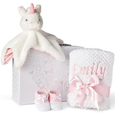 Image of Personalised Baby Girl Gifts Unique Gifts, Newborn Newborn, Personalised, Gift Hamper in White Keepsake Box