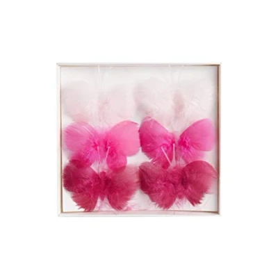 Image of HEITMANN DECO Feather Butterflies on Wire Pink 26 x 16.5 2 cm