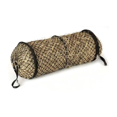 Image of Hay Tunnel Hanging Net 265L Cylindrical Polyester Mesh Horse &amp; Pony Feeder 150x50cm Tool less Easy Access Zip Hatch 5x5cm Openings Tare Resistant