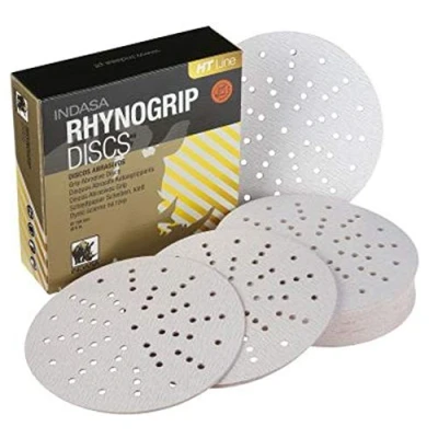 Image of Indasa Rhynogrip HT Ultravent Line 150mm 6&quot; Sanding Discs P80 Box of 50
