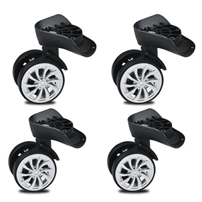 Image of 2 Pieces Swivel Castors Wheels, Heavy Duty 55mm Rubber Castor Wheels Trolley Furniture Caster, Wheel Replacement Luggage Travel Suitcase