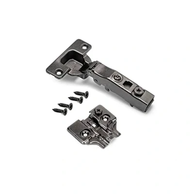 Image of Emuca Kit of 20 Full Overlay Hinge X91 with Soft Close and Plate, Screw on, 105º Opening, Titanium, Steel