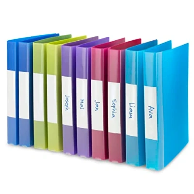 Image of Rapesco 0716 25 mm 2 Ring Bright Transparent Binder, 35 Spine, A4, Assorted Colours, Pack of 10