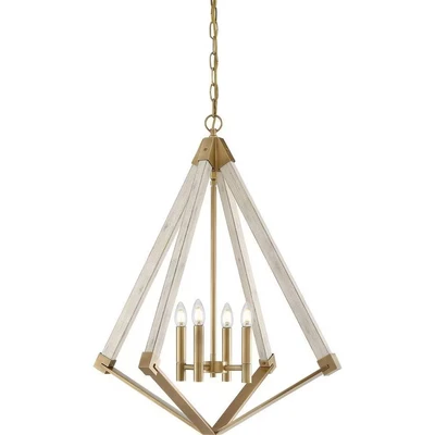 Image of View Point 4 Light Cage Ceiling Pendant Brass Finish, E14