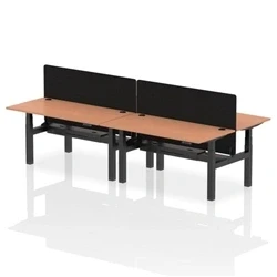 Image of Air B2B 1600x800mm Adjustable 4P Bench Desk CP Beech/Black + Screen