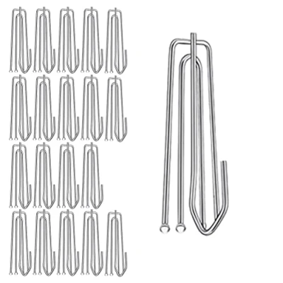 Image of Lokatall 20 Pack Curtain Hooks, Stainless Steel Pinch Pleat Header Tape Pins, 4 Prongs Hook Clips Heavy Duty Deep Prong Hooks End Hanger Drapery for Hanging