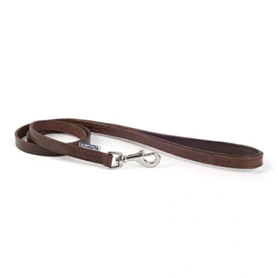 Image of Ancol Vintage Leather Padded Lead Chestnut 12mm X 100cm