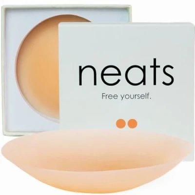 Image of NEATS Nipple Covers for Women, Reusable &amp; Hypoallergenic Silicone Pasties, Adhesive Breast Petals (Champagne, 8cm)