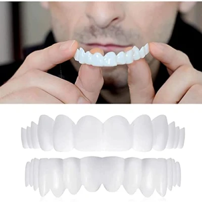 Image of Flipped Warmth 2 Pairs Instant Veneers False Teeth Top And Bottom Dentures Silicone Fake Dental Prostheses Temporary Braces Covering Bad for Men Women
