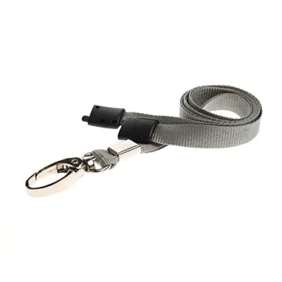 Image of ALG ID Cards® Breakaway Lanyard Plain Colour with Safety Grey Neck Metal Clip for Pass Card Badge Holders (Grey Lanyard)