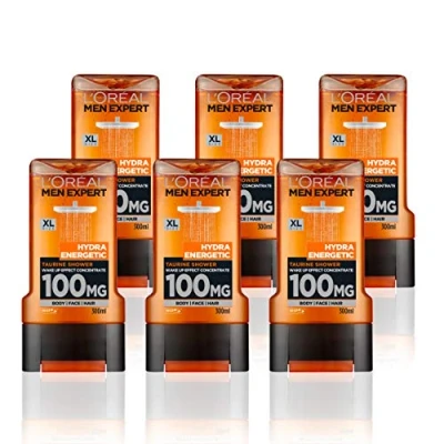 Image of L&#039;Oréal Paris Men Expert Hydra Energetic Shower Gel for Men, 300ml Pack of 6, Bulk Buy
