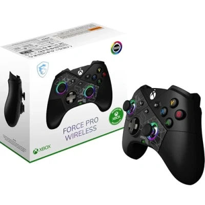 Image of MSI FORCE PRO WIRELESS PC Gamepad Controller 2.4 GHz, Bluetooth, USB Type C to A Wired/Wireless, 1000mAh Li ion Battery (48h), Hall Effect Triggers, Quad Vibration Motors, RGB