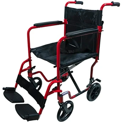 Image of Aidapt Folding Lightweight Attendant Propelled Aluminium Wheelchair with Brakes, Lap Strap, Removable Foot Rests. Ideal for Every Day Use Indoors and Outside