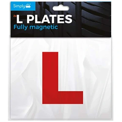 Image of Simply TL1000 Pack of 2, Fully Magnetic Car L Plates, Twin for Learning Drivers, Easy to Attach &amp; Remove, Strong Backs Vehicles , Red