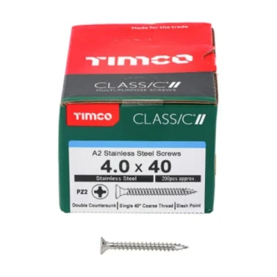 Image of TIMCO Classic Multi Purpose Screws 4.0 x 45 A2 Stainless Steel Box of 200