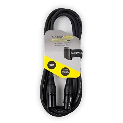 Image of StageCore SCDMX3 3 Metre Pin XLR Male Female DMX Cable Lead