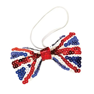 Image of Bristol Novelty Ba908 Union Jack Sequin Bow Tie, Mens, Multicoloured, One Size