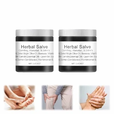 Image of Organic Herbal Salve 4oz,Comfrey Cream Ointment,Natural Joint Cream,Joint Care Salve,Knee Pain Relief Soothing Balm,Improves Mobility Reduces Swelling (2pcs)