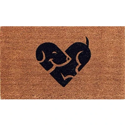 Image of Coco&amp;Coir Door Mat Non Slip Thick Coir Premium Quality Rubber Backed Eco Friendly Indoor Outdoor Heavy Duty Puppy, Dog, Pet Themed Entrance 45 x 75 cm (Puppy Love)