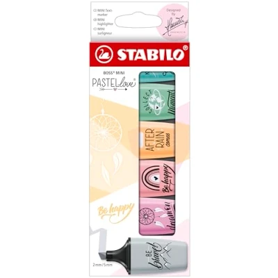 Image of Highlighter STABILO BOSS MINI Pastellove Pack of 6 Assorted Colours